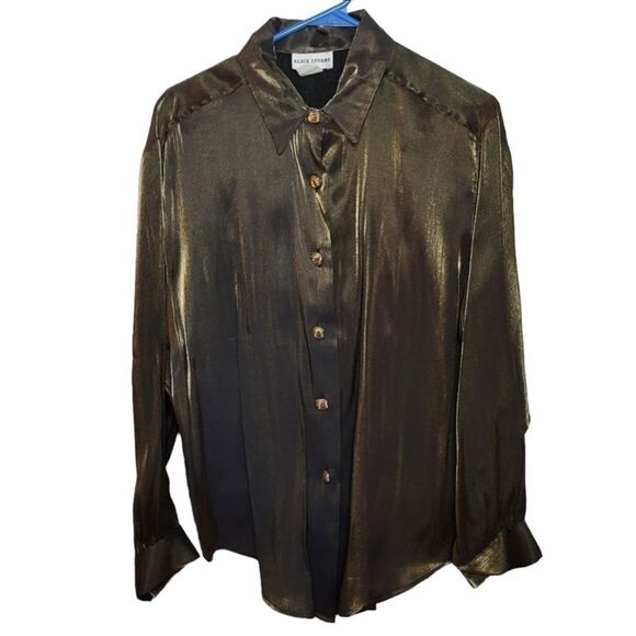 Alice Stewart Long Sleeved Metallic Blouse - Size Medium NWT - Picture 1 of 5